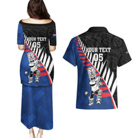 Custom New Zealand Auckland Cricket Couples Matching Puletasi and Hawaiian Shirt With Maori Pattern LT05 - Polynesian Pride