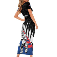 Custom New Zealand Auckland Cricket Short Sleeve Bodycon Dress With Maori Pattern