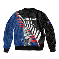 Custom New Zealand Auckland Cricket Sleeve Zip Bomber Jacket With Maori Pattern LT05 - Polynesian Pride