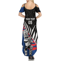 Custom New Zealand Auckland Cricket Summer Maxi Dress With Maori Pattern LT05 - Polynesian Pride
