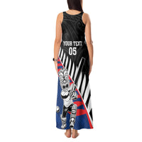 Custom New Zealand Auckland Cricket Tank Maxi Dress With Maori Pattern LT05 - Polynesian Pride