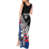 Custom New Zealand Auckland Cricket Tank Maxi Dress With Maori Pattern LT05 - Polynesian Pride