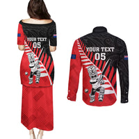 Custom New Zealand Canterbury Cricket Couples Matching Puletasi and Long Sleeve Button Shirt With Maori Pattern LT05 - Polynesian Pride
