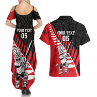 Custom New Zealand Canterbury Cricket Couples Matching Summer Maxi Dress and Hawaiian Shirt With Maori Pattern LT05 - Polynesian Pride
