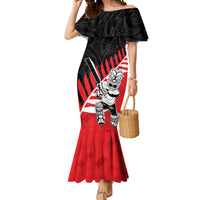 Custom New Zealand Canterbury Cricket Mermaid Dress With Maori Pattern LT05 Women Red - Polynesian Pride
