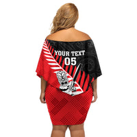 Custom New Zealand Canterbury Cricket Off Shoulder Short Dress With Maori Pattern LT05 - Polynesian Pride