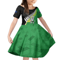Custom New Zealand Central Districts Cricket Family Matching Long Sleeve Bodycon Dress and Hawaiian Shirt With Maori Pattern LT05 Daughter's Dress Green - Polynesian Pride