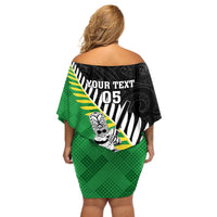 Custom New Zealand Central Districts Cricket Off Shoulder Short Dress With Maori Pattern LT05 - Polynesian Pride