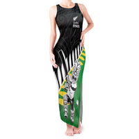 Custom New Zealand Central Districts Cricket Tank Maxi Dress With Maori Pattern LT05 Women Green - Polynesian Pride