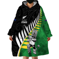Custom New Zealand Central Districts Cricket Wearable Blanket Hoodie With Maori Pattern LT05 - Polynesian Pride