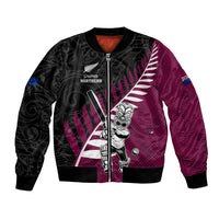 Custom New Zealand Northern Districts Cricket Bomber Jacket With Maori Pattern LT05 Unisex Maroon - Polynesian Pride