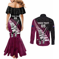 Custom New Zealand Northern Districts Cricket Couples Matching Mermaid Dress and Long Sleeve Button Shirt With Maori Pattern LT05 - Polynesian Pride
