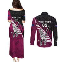 Custom New Zealand Northern Districts Cricket Couples Matching Puletasi and Long Sleeve Button Shirt With Maori Pattern LT05 - Polynesian Pride