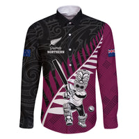 Custom New Zealand Northern Districts Cricket Family Matching Summer Maxi Dress and Hawaiian Shirt With Maori Pattern LT05 Dad's Shirt - Long Sleeve Maroon - Polynesian Pride