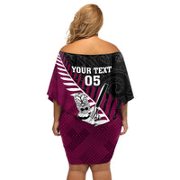 Custom New Zealand Northern Districts Cricket Off Shoulder Short Dress With Maori Pattern LT05 - Polynesian Pride