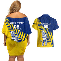 Custom New Zealand Otago Cricket Couples Matching Off Shoulder Short Dress and Hawaiian Shirt With Maori Pattern LT05 - Polynesian Pride