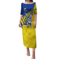 Custom New Zealand Otago Cricket Puletasi With Maori Pattern LT05 Long Dress Yellow - Polynesian Pride