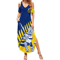 Custom New Zealand Otago Cricket Summer Maxi Dress With Maori Pattern LT05 Women Yellow - Polynesian Pride