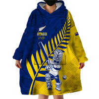 Custom New Zealand Otago Cricket Wearable Blanket Hoodie With Maori Pattern LT05 - Polynesian Pride