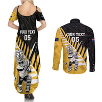 Custom New Zealand Wellington Cricket Couples Matching Summer Maxi Dress and Long Sleeve Button Shirt With Maori Pattern LT05 - Polynesian Pride