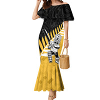 Custom New Zealand Wellington Cricket Mermaid Dress With Maori Pattern LT05 Women Yellow - Polynesian Pride