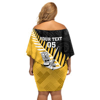 Custom New Zealand Wellington Cricket Off Shoulder Short Dress With Maori Pattern LT05 - Polynesian Pride