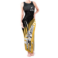 Custom New Zealand Wellington Cricket Tank Maxi Dress With Maori Pattern LT05 Women Yellow - Polynesian Pride