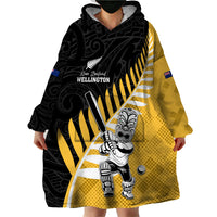 Custom New Zealand Wellington Cricket Wearable Blanket Hoodie With Maori Pattern LT05 - Polynesian Pride