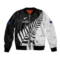 Custom New Zealand Cricket Bomber Jacket With Maori Pattern LT05 Unisex Black - Polynesian Pride