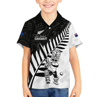 Custom New Zealand Cricket Family Matching Puletasi and Hawaiian Shirt With Maori Pattern LT05 Son's Shirt Black - Polynesian Pride
