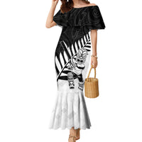 Custom New Zealand Cricket Mermaid Dress With Maori Pattern LT05 Women Black - Polynesian Pride