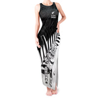 Custom New Zealand Cricket Tank Maxi Dress With Maori Pattern LT05 Women Black - Polynesian Pride