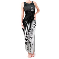 Custom New Zealand Cricket Tank Maxi Dress With Maori Pattern LT05 Women Black - Polynesian Pride