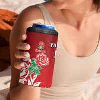 New Zealand And England Rugby Custom 4 in 1 Can Cooler Tumbler Maori Tiki With Red Rose Together