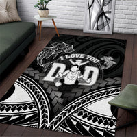 Happy Father's Day Area Rug I Love You Dad Polynesian Style LT05 Black - Polynesian Pride