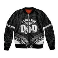 Personalised Happy Father's Day Bomber Jacket I Love You Dad Polynesian Style LT05 Unisex Black - Polynesian Pride