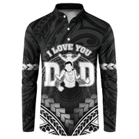Personalised Happy Father's Day Button Sweatshirt I Love You Dad Polynesian Style LT05 Black - Polynesian Pride