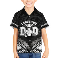 Personalised Happy Father's Day Kid Hawaiian Shirt I Love You Dad Polynesian Style LT05 Kid Black - Polynesian Pride