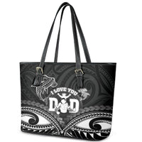 Happy Father's Day Leather Tote Bag I Love You Dad Polynesian Style LT05 - Polynesian Pride