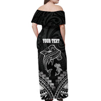 Personalised Happy Father's Day Off Shoulder Maxi Dress I Love You Dad Polynesian Style LT05 - Polynesian Pride