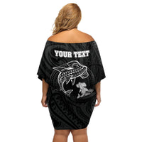 Personalised Happy Father's Day Off Shoulder Short Dress I Love You Dad Polynesian Style LT05 - Polynesian Pride
