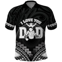 Personalised Happy Father's Day Polo Shirt I Love You Dad Polynesian Style LT05 Black - Polynesian Pride