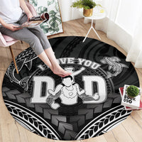 Happy Father's Day Round Carpet I Love You Dad Polynesian Style