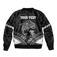 Personalised Happy Father's Day Sleeve Zip Bomber Jacket I Love You Dad Polynesian Style LT05 - Polynesian Pride