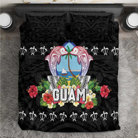 Guam Chamorro Bedding Set Tribal Latte Stone With Dolphins Black