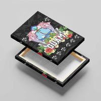 Guam Chamorro Canvas Wall Art Tribal Latte Stone With Dolphins Black