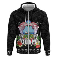 Guam Chamorro Hoodie Tribal Latte Stone With Dolphins Black
