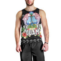Guam Chamorro Men Tank Top Tribal Latte Stone With Dolphins Black