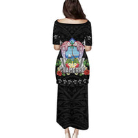 Guam Chamorro Puletasi Tribal Latte Stone With Dolphins Black