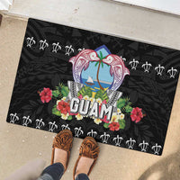Guam Chamorro Rubber Doormat Tribal Latte Stone With Dolphins Black